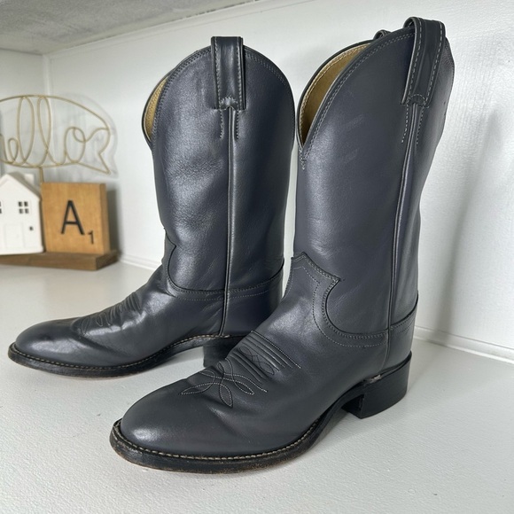 Justin Boots Shoes - Justin Roper Western Leather Gray Womens boots - Size 6.5D